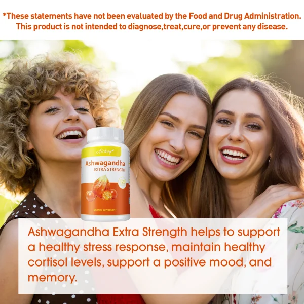 Ashwagandha Supplement - Improving Sleep, Boost Focus & Brain Health, Stress & Mood Relief - 120 Capsules - Image 4
