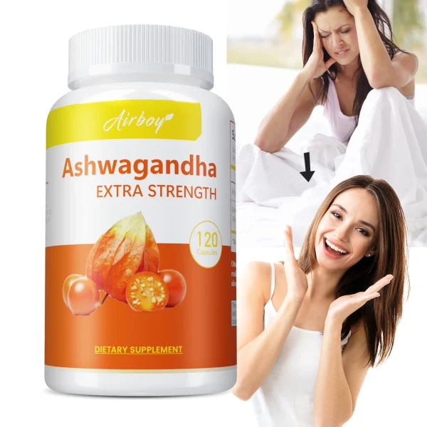 Ashwagandha Supplement - Improving Sleep, Boost Focus & Brain Health, Stress & Mood Relief - 120 Capsules - Image 6